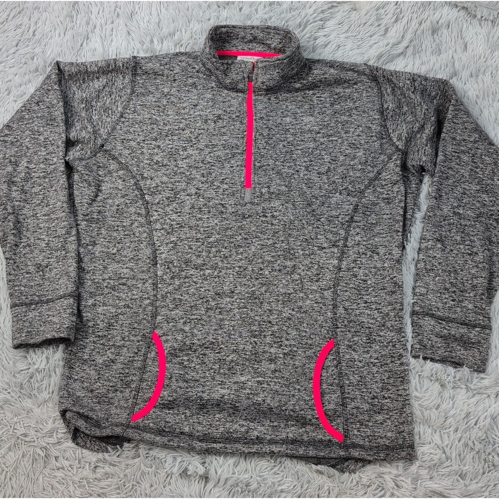 J America Sweatshirt Womens XXXL Gray Athletic Half Zip Active Thumb Hole